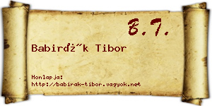 Babirák Tibor névjegykártya
