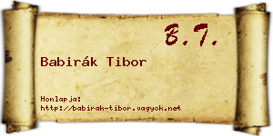 Babirák Tibor névjegykártya